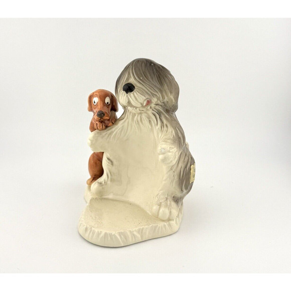 Quon Quon Porcelain Bobtail and Dachshund Hand-painted candle holder Japan 5,5" - Picture 5 of 13